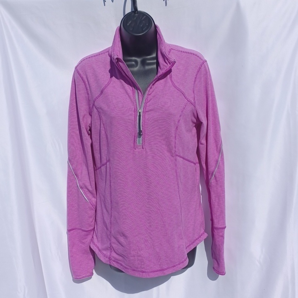 Tangerine Half Zip Pullover Purple & White Stripe Size S Running Shirt, Reflectv